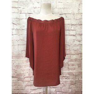 Tru Blu Planet Blue Womens Cinnamon Brown Tunic Blouse Top Tie Back - Size XS